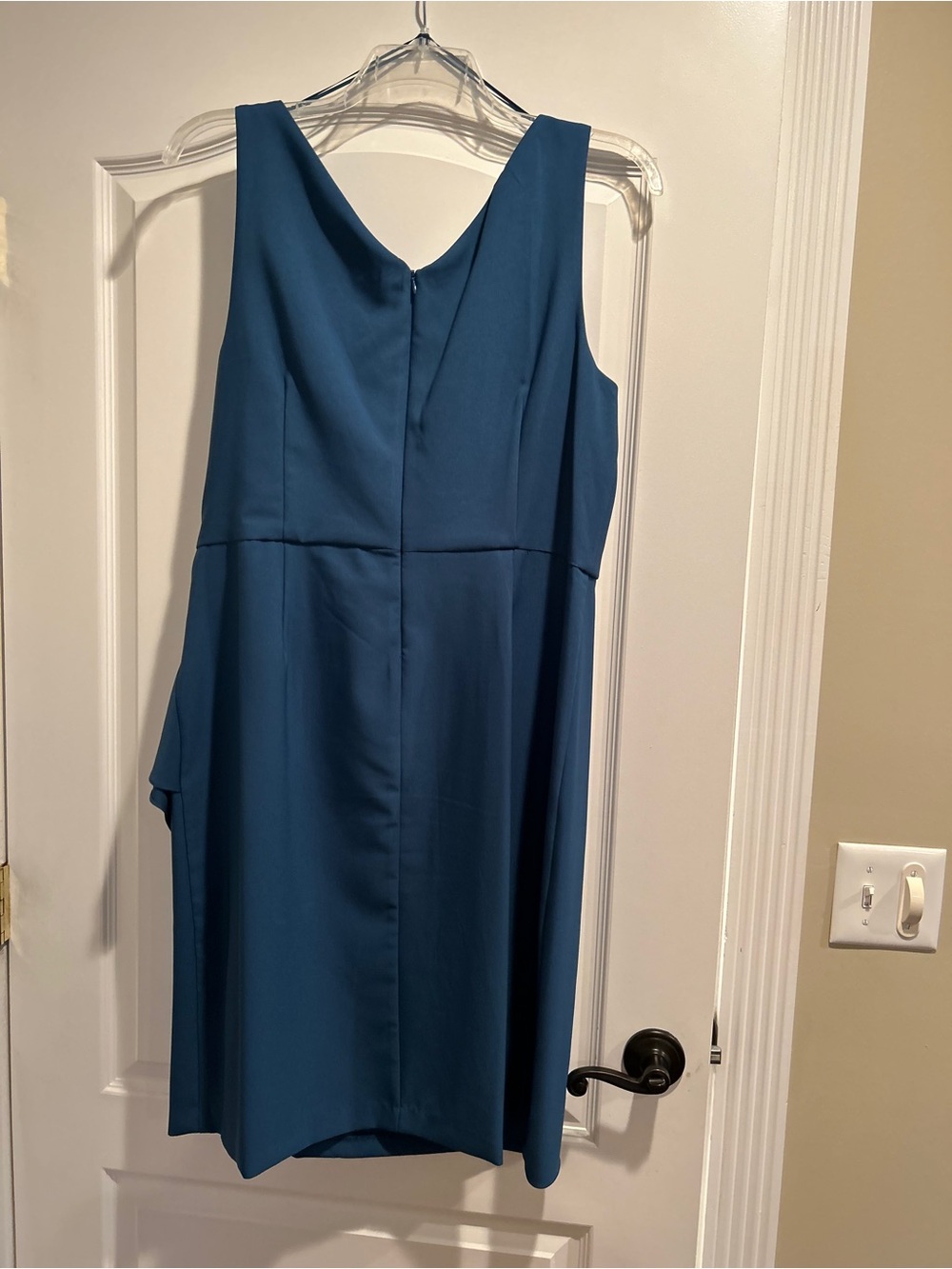 SLNY Teal V-Neck High-Low Sleeveless Dress